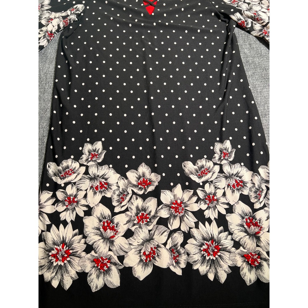 Sandra Darren Women's 10 Black Red Polka Dot Dress Lattice Neck Career Party NEW - Picture 4 of 11